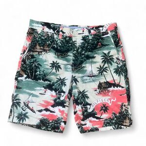 Tommy Hilfiger Men's Pink and Green Tropical Island Chino Shorts SZ 32"
